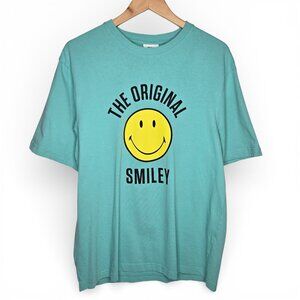 Original Smiley x H&M Tee Shirt Men Chunky Graphic Seafoam Green Retro M
